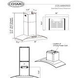 Cosmo 36 Ducted Wall Mount Range Hood in Stainless Steel with Touch Controls, LED Lighting and Permanent Filters  COS-668AS900