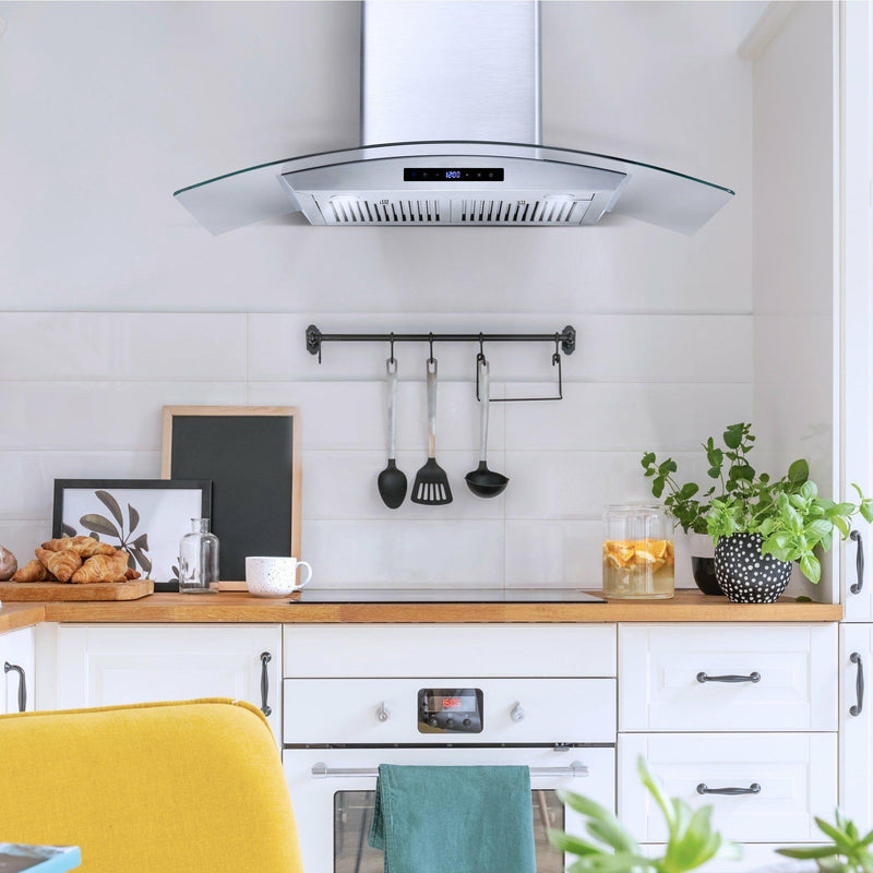 Cosmo 36 Ducted Wall Mount Range Hood in Stainless Steel with Touch Controls, LED Lighting and Permanent Filters  COS-668AS900