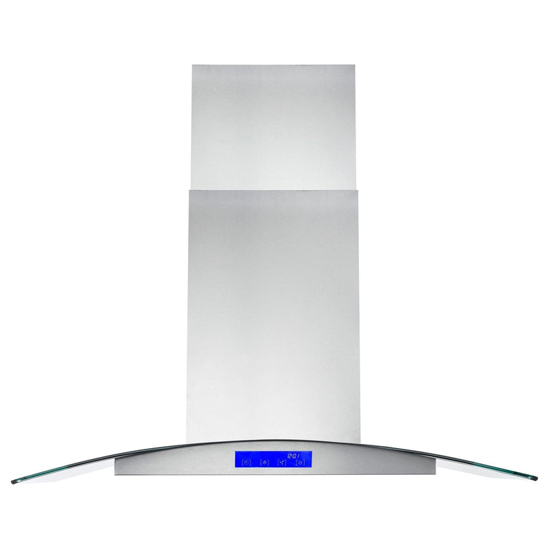 Cosmo 36  Ductless Island Range Hood in Stainless Steel with LED Lighting and Carbon Filter Kit for Recirculating COS-668ICS900-DL