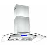 Cosmo 36  Ductless Island Range Hood in Stainless Steel with LED Lighting and Carbon Filter Kit for Recirculating COS-668ICS900-DL