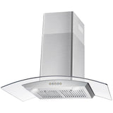 Cosmo 36 Ductless Wall Mount Range Hood in Stainless Steel with Push Button Controls, LED Lighting and Carbon Filter Kit for Recirculating COS-668WRC90-DL