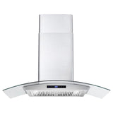 Cosmo 36 Ductless Wall Mount Range Hood in Stainless Steel with Soft Touch Controls, LED Lighting and Carbon Filter Kit for Recirculating COS-668WRCS90-DL