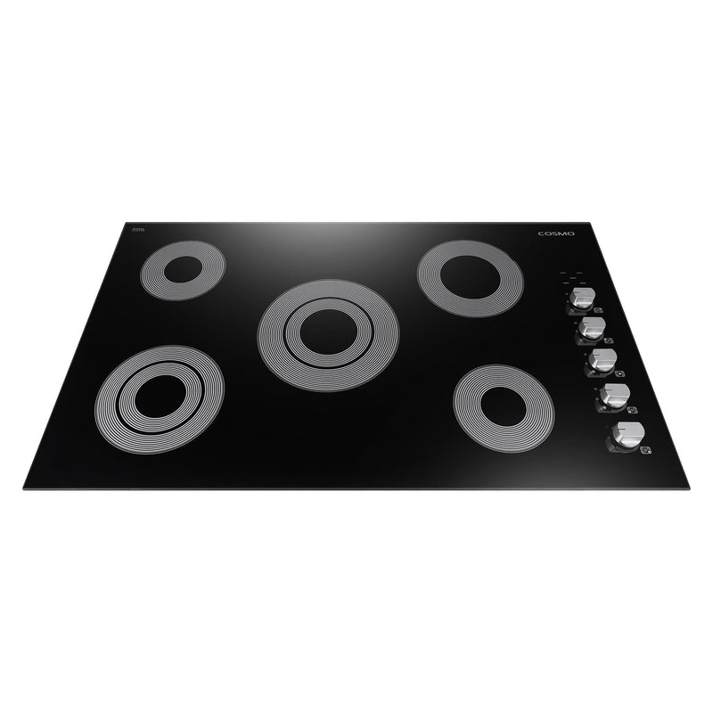 Cosmo 36 Electric Ceramic Glass Cooktop with 5 Burners, Dual Zone Elements, Hot Surface Indicator Light and Control Knobs COS-365ECC