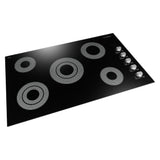 Cosmo 36 Electric Ceramic Glass Cooktop with 5 Burners, Dual Zone Elements, Hot Surface Indicator Light and Control Knobs COS-365ECC