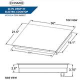 Cosmo 36 Electric Ceramic Glass Cooktop with 5 Burners, Dual Zone Elements, Hot Surface Indicator Light and Control Knobs COS-365ECC