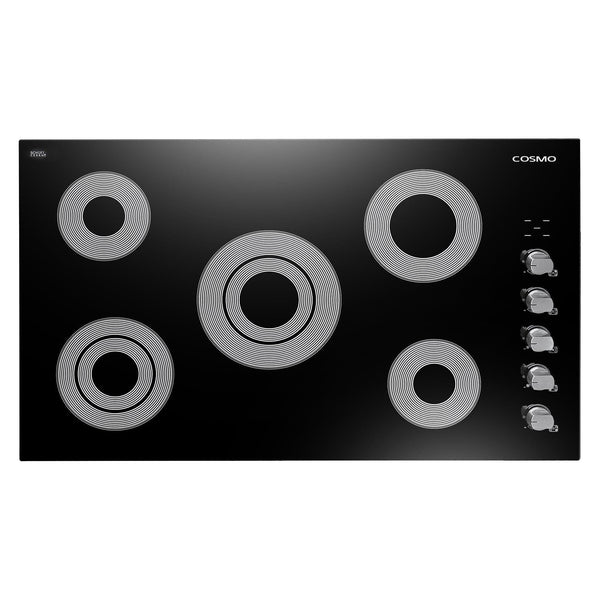 Cosmo 36 Electric Ceramic Glass Cooktop with 5 Burners, Dual Zone Elements, Hot Surface Indicator Light and Control Knobs COS-365ECC