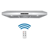 Cosmo 36 Under Cabinet Range Hood with Digital Touch Controls, 3-Speed Fan, LED Lights and Permanent Filters in Stainless Steel COS-KS6U36