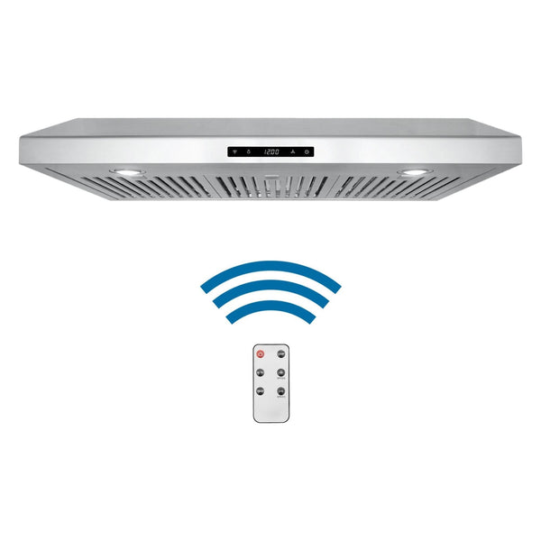 Cosmo 36 Under Cabinet Range Hood with Digital Touch Controls, 3-Speed Fan, LED Lights and Permanent Filters in Stainless Steel COS-KS6U36