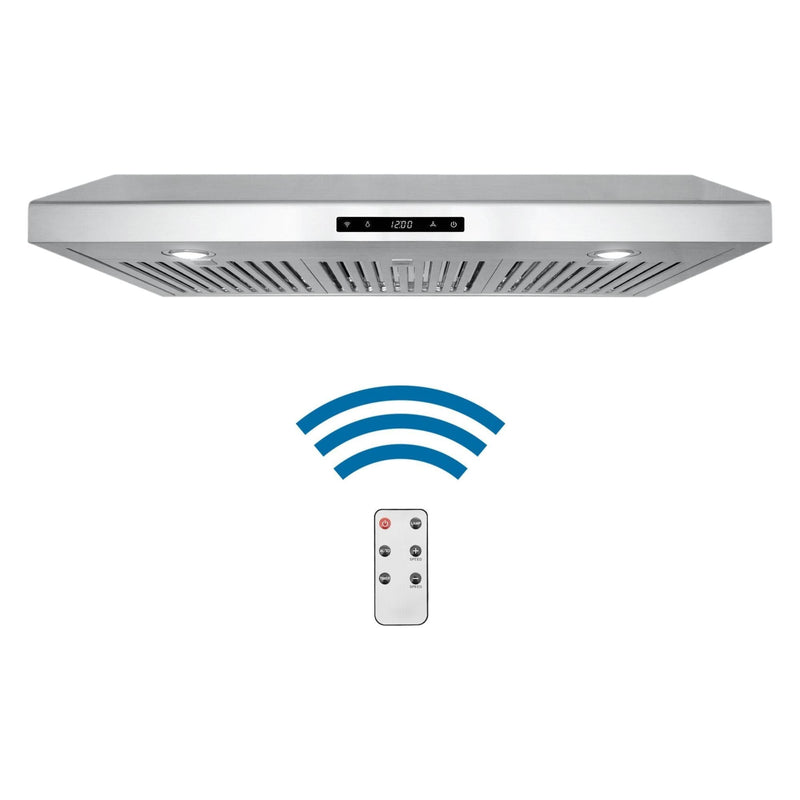 Cosmo 36 Under Cabinet Range Hood with Digital Touch Controls, 3-Speed Fan, LED Lights and Permanent Filters in Stainless Steel COS-KS6U36