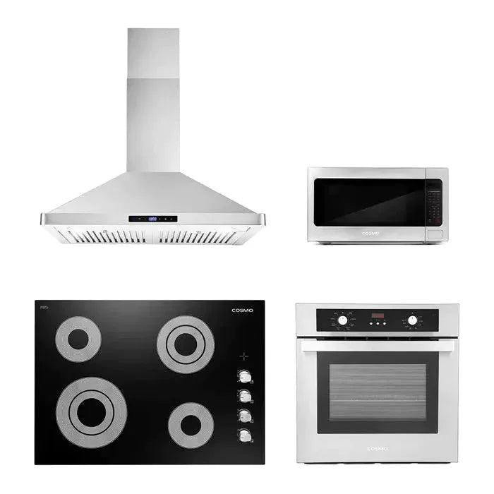 Cosmo 4 Piece, 30 Cooktop 24 Wall Oven 30 Microwave & French Door Refrigerator COS-4PKG-134