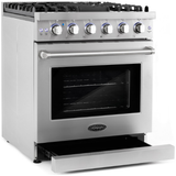 Cosmo 4-Piece, 30 Gas Range, 30 Range Hood, 24 Dishwasher and Refrigerator COS-4PKG-095