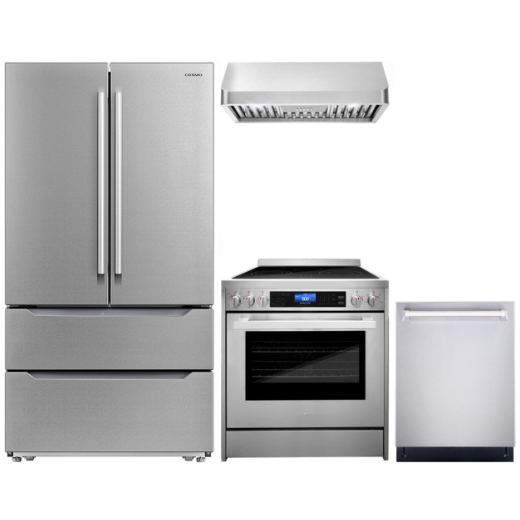 Cosmo 4 Piece, 30 Range 30 Range Hood 24 Dishwasher & Refrigerator COS-4PKG-173