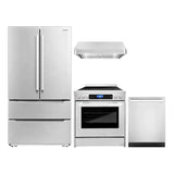 Cosmo 4 Piece, 30 Range 30 Range Hood 24 Dishwasher & Refrigerator COS-4PKG-173