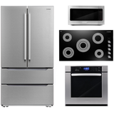 Cosmo 4 Piece, 36 Cooktop 30 Wall Oven 24.4 Microwave & French Door Refrigerator COS-4PKG-260