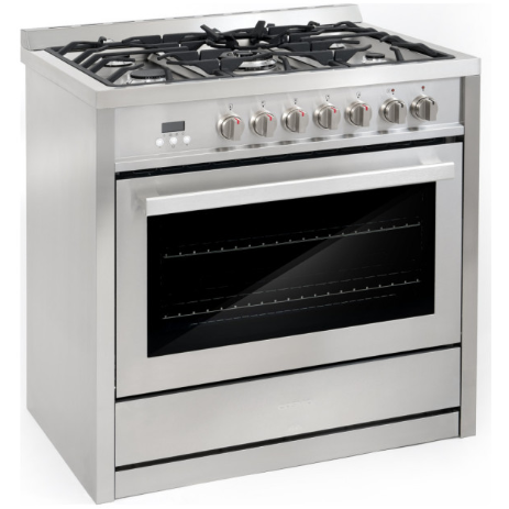 Cosmo 4 Piece, 36 Dual Fuel Range 36 Range Hood 24 Dishwasher & Refrigerator COS-4PKG-223