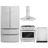 Cosmo 4-Piece, 36 Dual Fuel Range, 36 Range Hood, Dishwasher and Refrigerator COS-4PKG-079