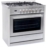 Cosmo 4-Piece, 36 Gas Range, 36 Range Hood, 24 Dishwasher and Refrigerator COS-4PKG-005