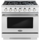 Cosmo 4-Piece, 36 Gas Range, 36 Range Hood, 24 Dishwasher and Refrigerator COS-4PKG-020