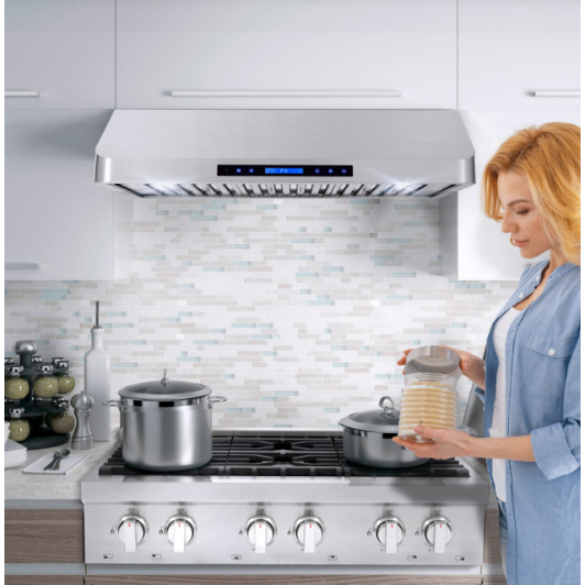 Cosmo 4-Piece, 36 Gas Range, 36 Range Hood, 24 Dishwasher and Refrigerator COS-4PKG-020