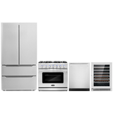 Cosmo 4-Piece, 36 Gas Range, Dishwasher, Refrigerator and 48 Bottle Wine Cooler COS-4PKG-104