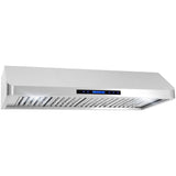 Cosmo 48 Ducted Under Cabinet Range Hood with Soft-Touch Controls, Permanent Filters, 4-Speed Fan, LED Lights in Stainless Steel COS-QS48