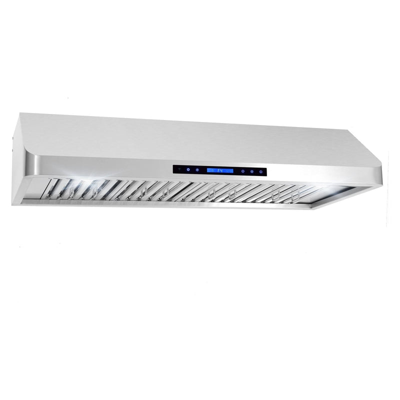 Cosmo 48 Ducted Under Cabinet Range Hood with Soft-Touch Controls, Permanent Filters, 4-Speed Fan, LED Lights in Stainless Steel COS-QS48