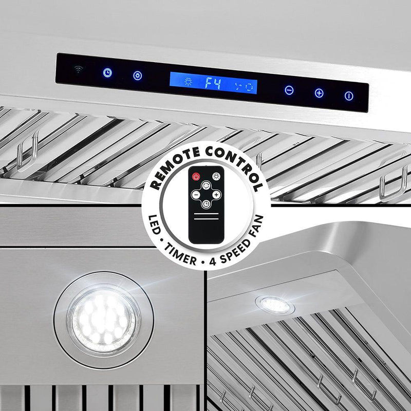 Cosmo 48 Ducted Under Cabinet Range Hood with Soft-Touch Controls, Permanent Filters, 4-Speed Fan, LED Lights in Stainless Steel COS-QS48