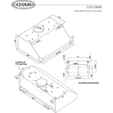 Cosmo 48  Under Cabinet Range Hood with Push Button Controls, Permanent Filters, 3-Speed Fan and LED Lights in Stainless Steel COS-QB48