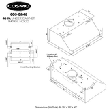 Cosmo 48  Under Cabinet Range Hood with Push Button Controls, Permanent Filters, 3-Speed Fan and LED Lights in Stainless Steel COS-QB48