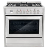 Cosmo Commercial-Style 36'' 3.8 cu. ft. Single Oven Dual Fuel Range with 8 Function Convection Oven in Stainless Steel COS-F965NF