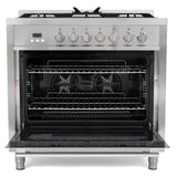 Cosmo Commercial-Style 36'' 3.8 cu. ft. Single Oven Dual Fuel Range with 8 Function Convection Oven in Stainless Steel F965