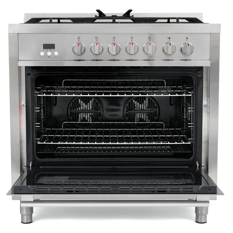 Cosmo Commercial-Style 36'' 3.8 cu. ft. Single Oven Dual Fuel Range with 8 Function Convection Oven in Stainless Steel F965