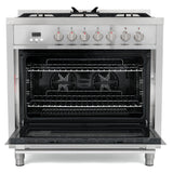 Cosmo Commercial-Style 36'' 3.8 cu. ft. Single Oven Dual Fuel Range with 8 Function Convection Oven in Stainless Steel F965