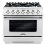 Cosmo Commercial-Style 36'' 4.5 cu. ft. Gas Range with 6 Italian Burners and Heavy Duty Cast Iron Grates in Stainless Steel COS-GRP366