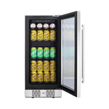 Empava 15 Inch 3 Cu. Ft. 84 Cans Wine Cooler Undercounter Mini Fridge BR01S