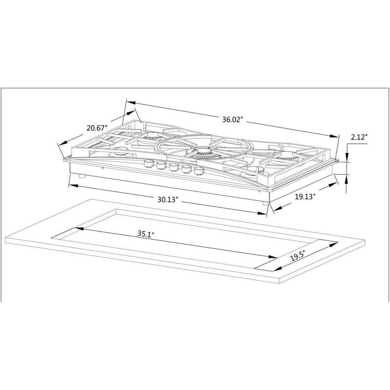 Empava 36 in. Built-in Gas Cooktops 36GC22