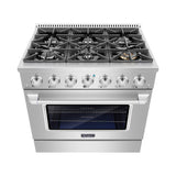 Empava 36 In. Pro-Style Slide-In Single Oven Gas Range 36GR08