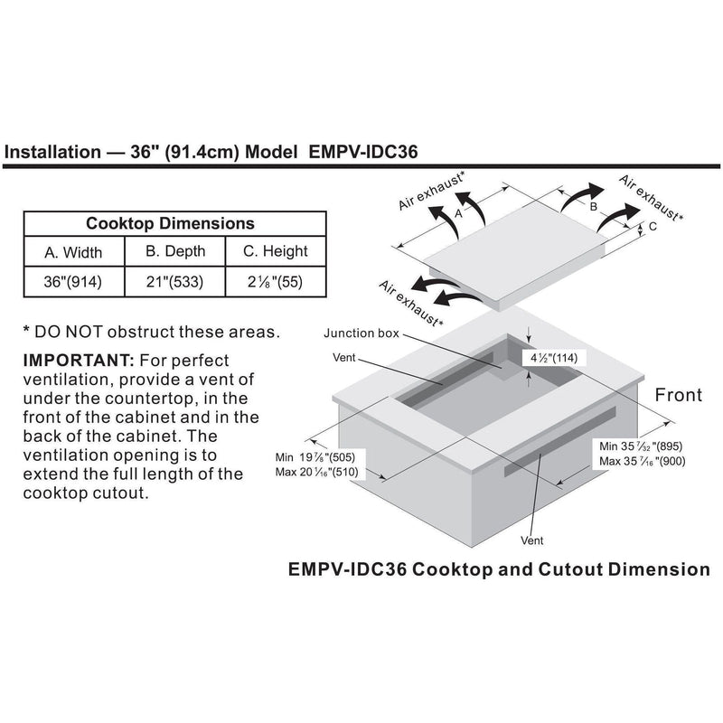 Empava 36 in. W x 21 in. D Induction Cooktop IDC36