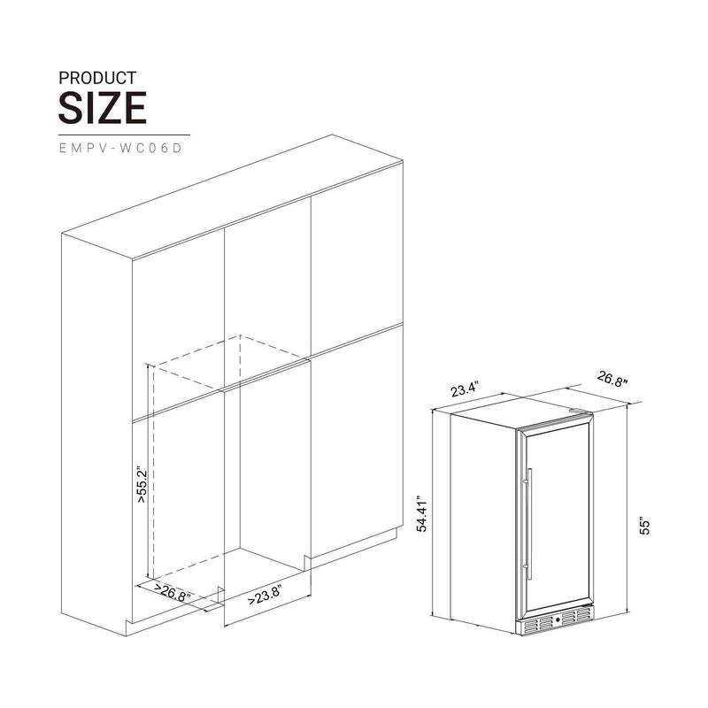 Empava Wine Refrigerator 55 Tall Dual Zone Wine Fridge WC06D