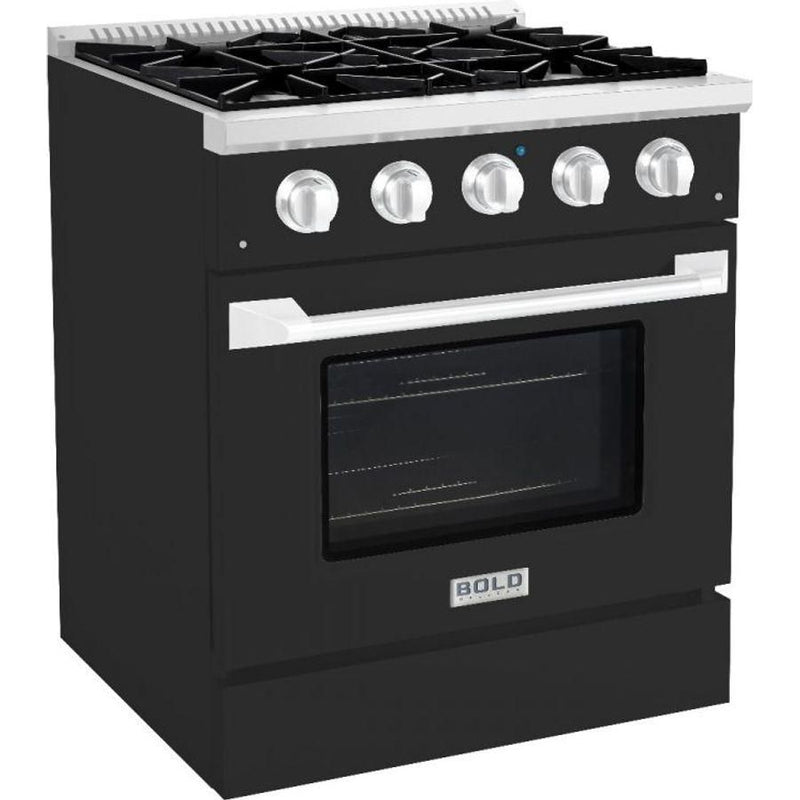 Hallman 30 In. Gas Range, Matte Graphite with Chrome Trim - Bold Series, HBRG30CMMG