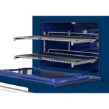 Hallman 30 In. Range with Gas Burners and Electric Oven, Blue with Chrome Trim - Bold Series, HBRDF30CMBU