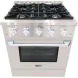 Hallman 30 In. Range with Gas Burners and Electric Oven, Stainless Steel with Chrome Trim - Bold Series, HBRDF30CMSS