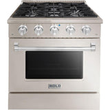 Hallman 30 In. Range with Gas Burners and Electric Oven, Stainless Steel with Chrome Trim - Bold Series, HBRDF30CMSS