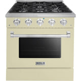 Hallman 30 In. Range with Propane Gas Burners and Electric Oven, Antique White with Chrome Trim - Bold Series, HBRDF30CMAW-LP