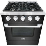 Hallman 30 In. Range with Propane Gas Burners and Electric Oven, Black Titanium with Chrome Trim - Bold Series, HBRDF30CMBT-LP