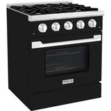 Hallman 30 In. Range with Propane Gas Burners and Electric Oven, Glossy Black with Chrome Trim - Bold Series, HBRDF30CMGB-LP