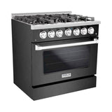 Hallman 36 In. Gas Range, Black Titanium with Chrome Trim - Bold Series, HBRG36CMBT