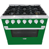 Hallman 36 In. Gas Range, Emerald Green with Chrome Trim - Bold Series, HBRG36CMGN