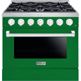 Hallman 36 In. Gas Range, Emerald Green with Chrome Trim - Bold Series, HBRG36CMGN