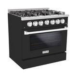 Hallman 36 In. Gas Range, Matte Graphite with Chrome Trim - Bold Series, HBRG36CMMG